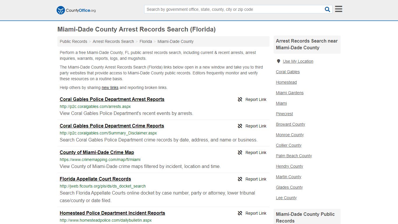 Miami-Dade County Arrest Records Search (Florida) - County Office